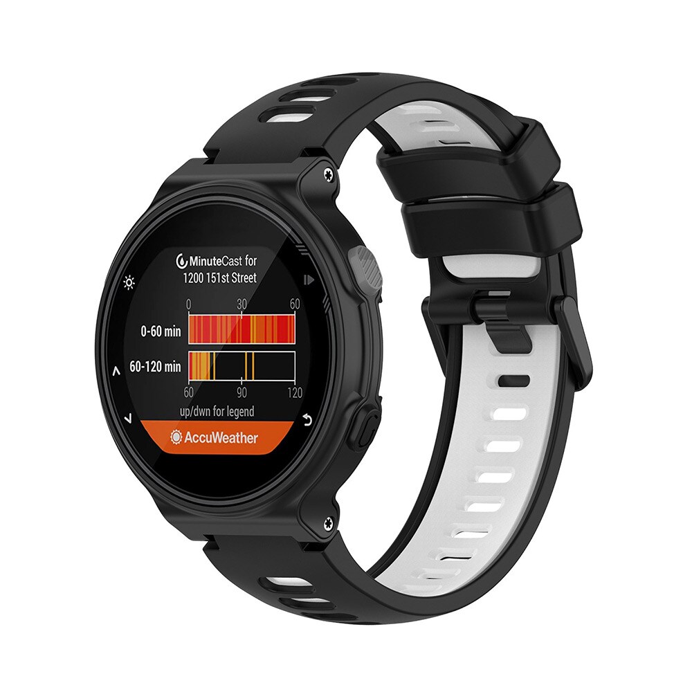 Silikonarmband till Garmin Forerunner 220 / 735XT / 235 - Svart/Vit