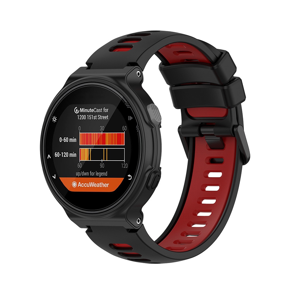 Silikonarmband till Garmin Forerunner 220 / 735XT / 235 - Svart/Röd