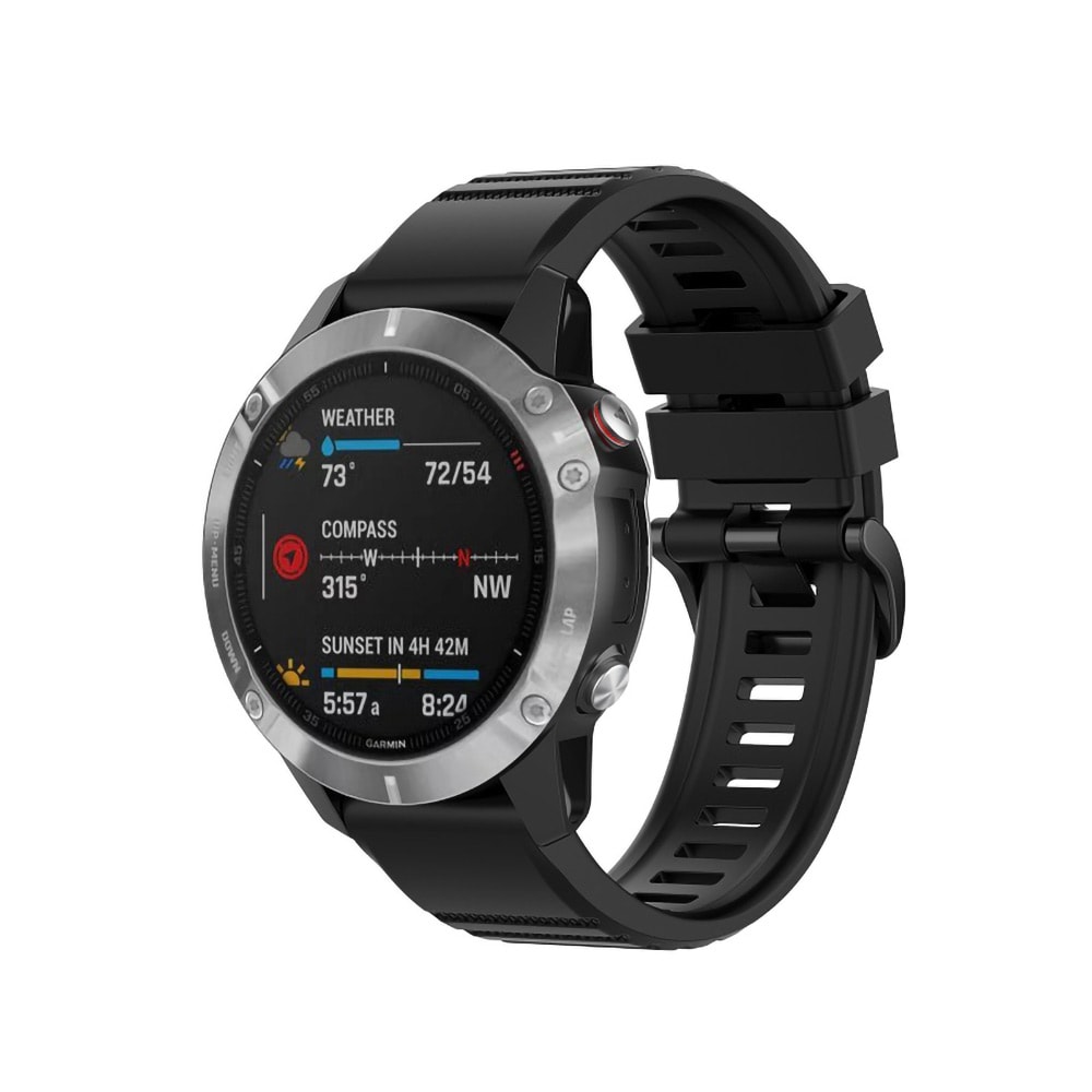 Armband i silikon till Garmin Fenix 6 - 22mm - Svart