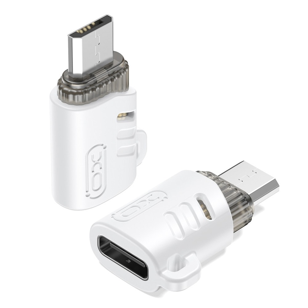 XO USB-adapter USB-C till microUSB - Vit