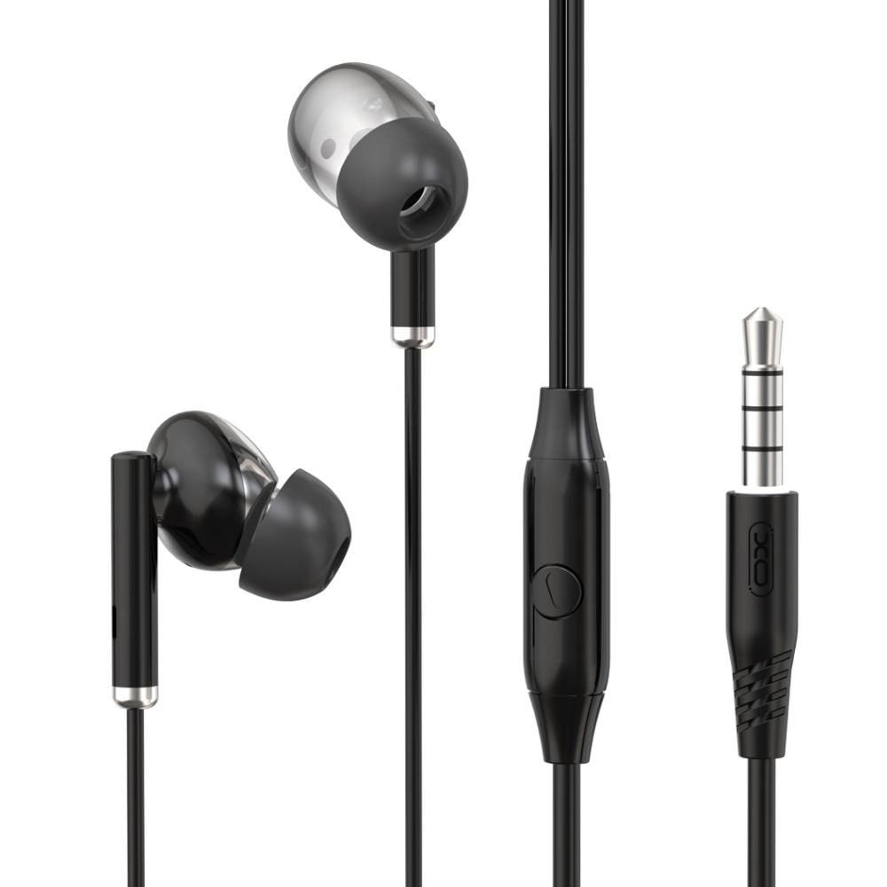 XO In-Ear Headset med mic och 3,5mm kontakt - Svart