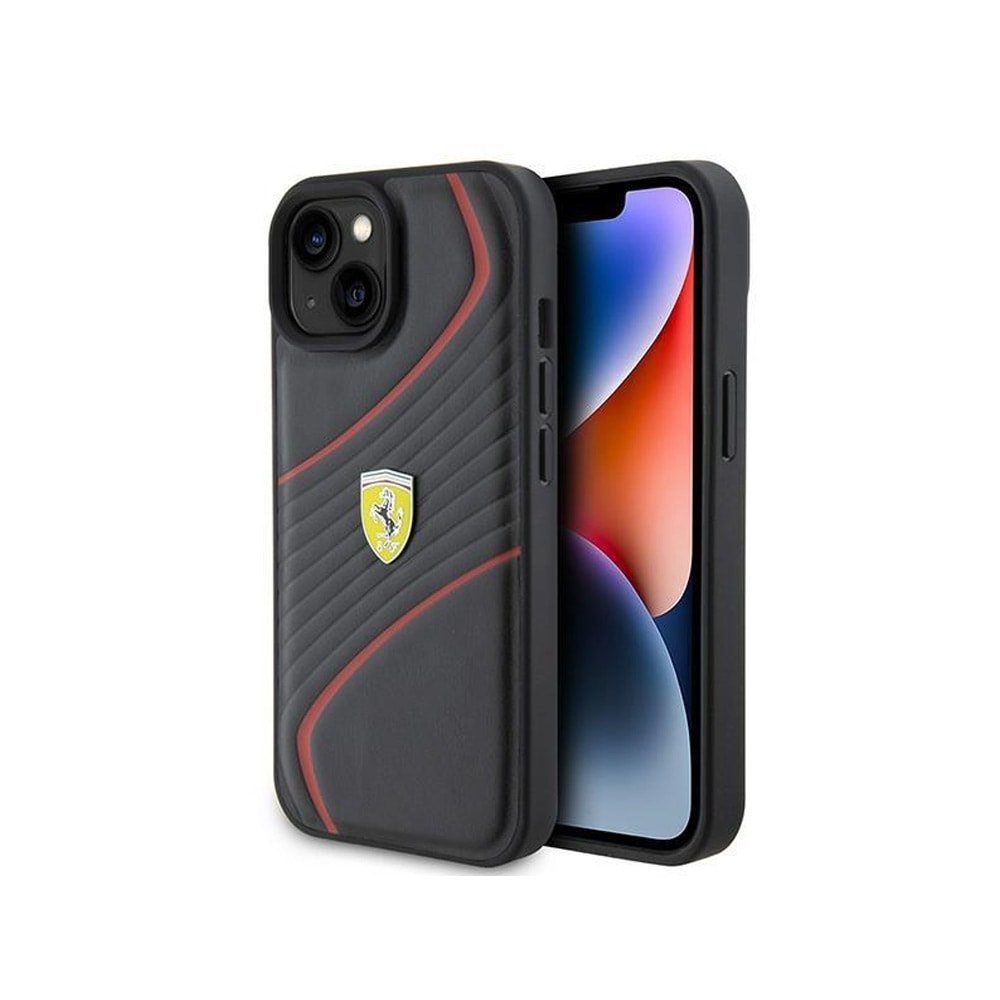 Ferrari Bakskal med logo till iPhone 15 - Svart