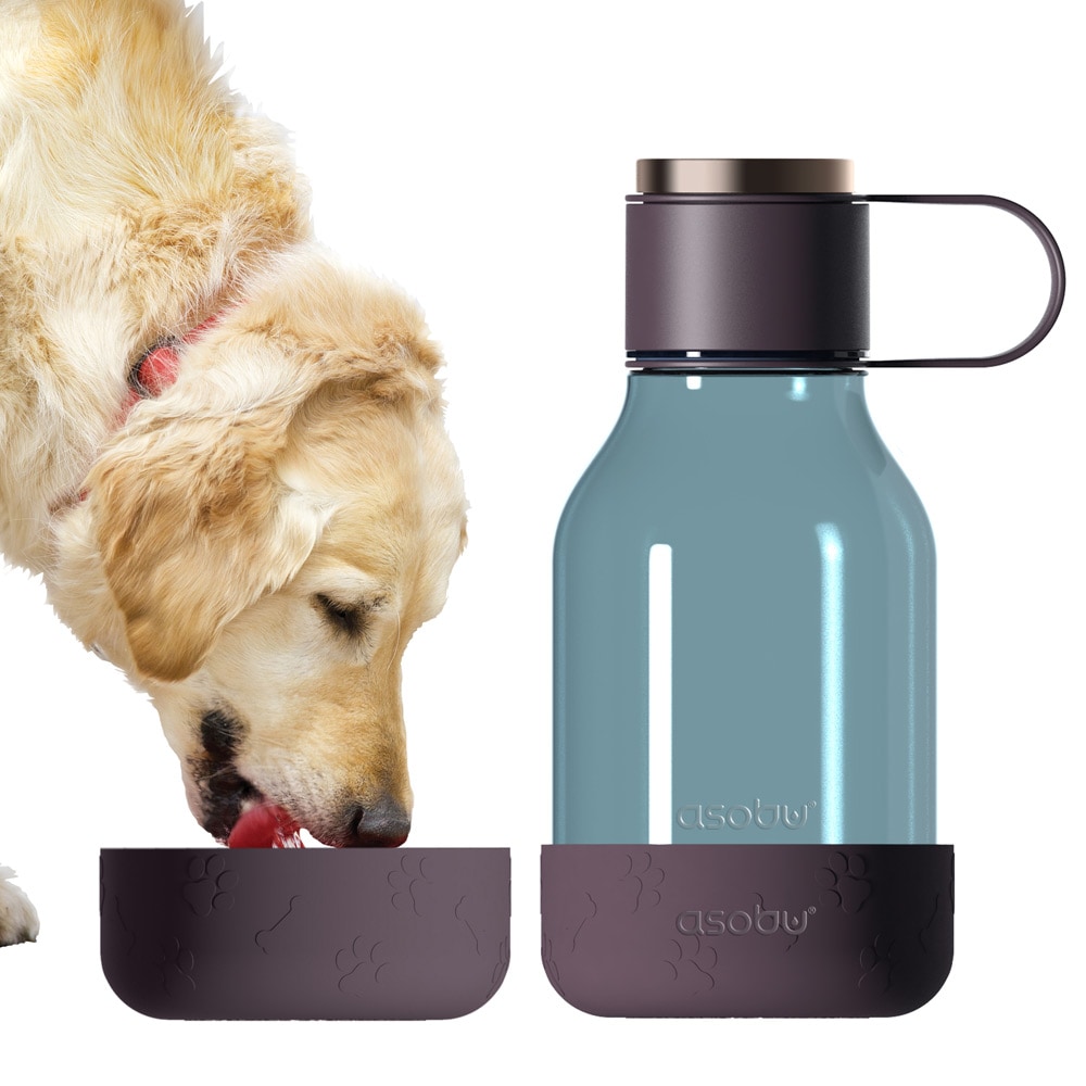 Asobu Vattenflaska med hundskål 1,5L - Vinröd