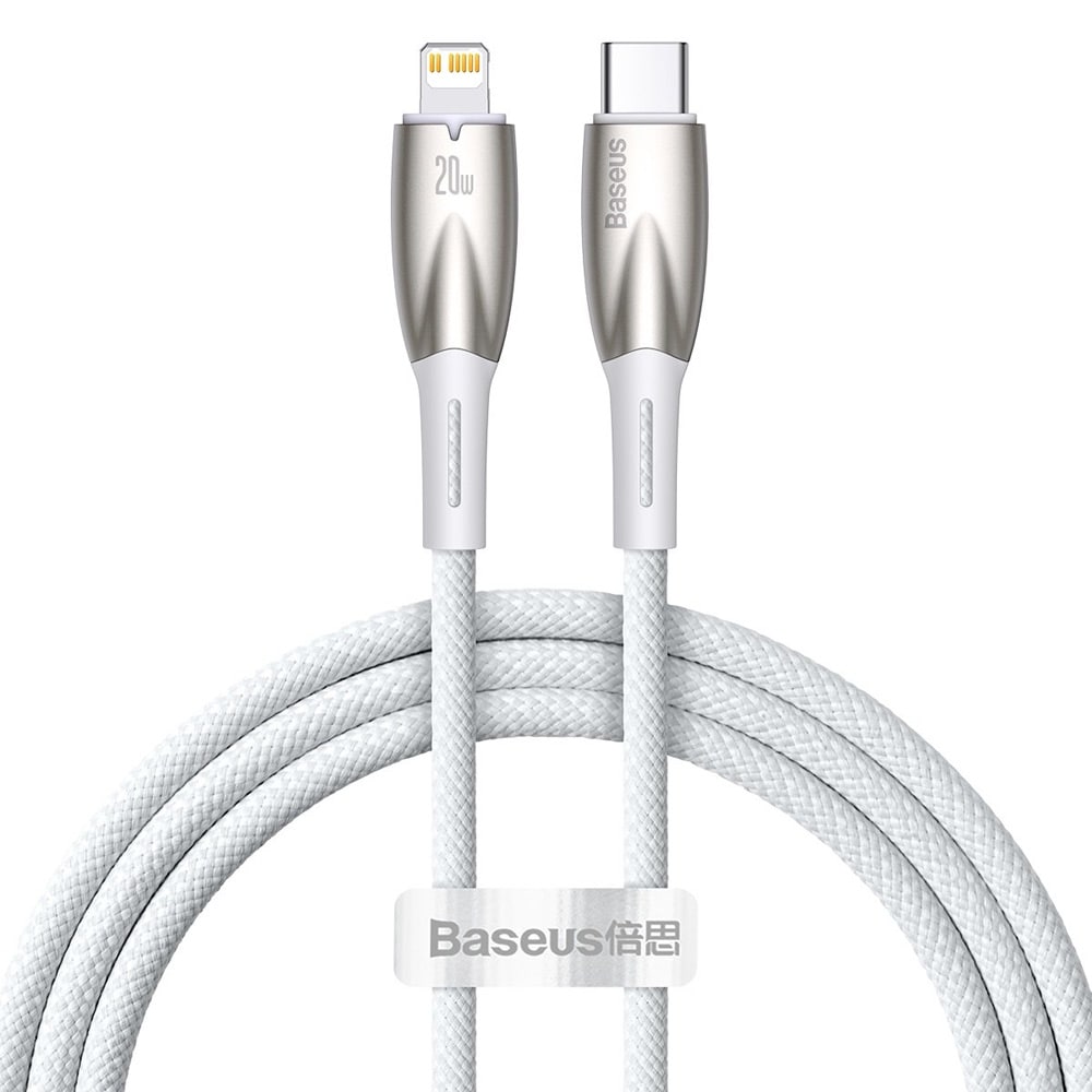 Baseus Glimmer USB-kabel USB-C till Lighting 20W 1m - Vit