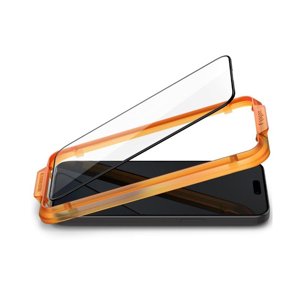 Spigen Alm Glass FC Skärmskydd till iPhone 15 2-pack - Svart Ram