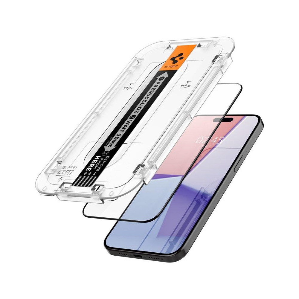 Spigen Glas.TR EZ Fit Härdat Skärmskydd till iPhone 15 Pro Max 2-pack - Svart Ram