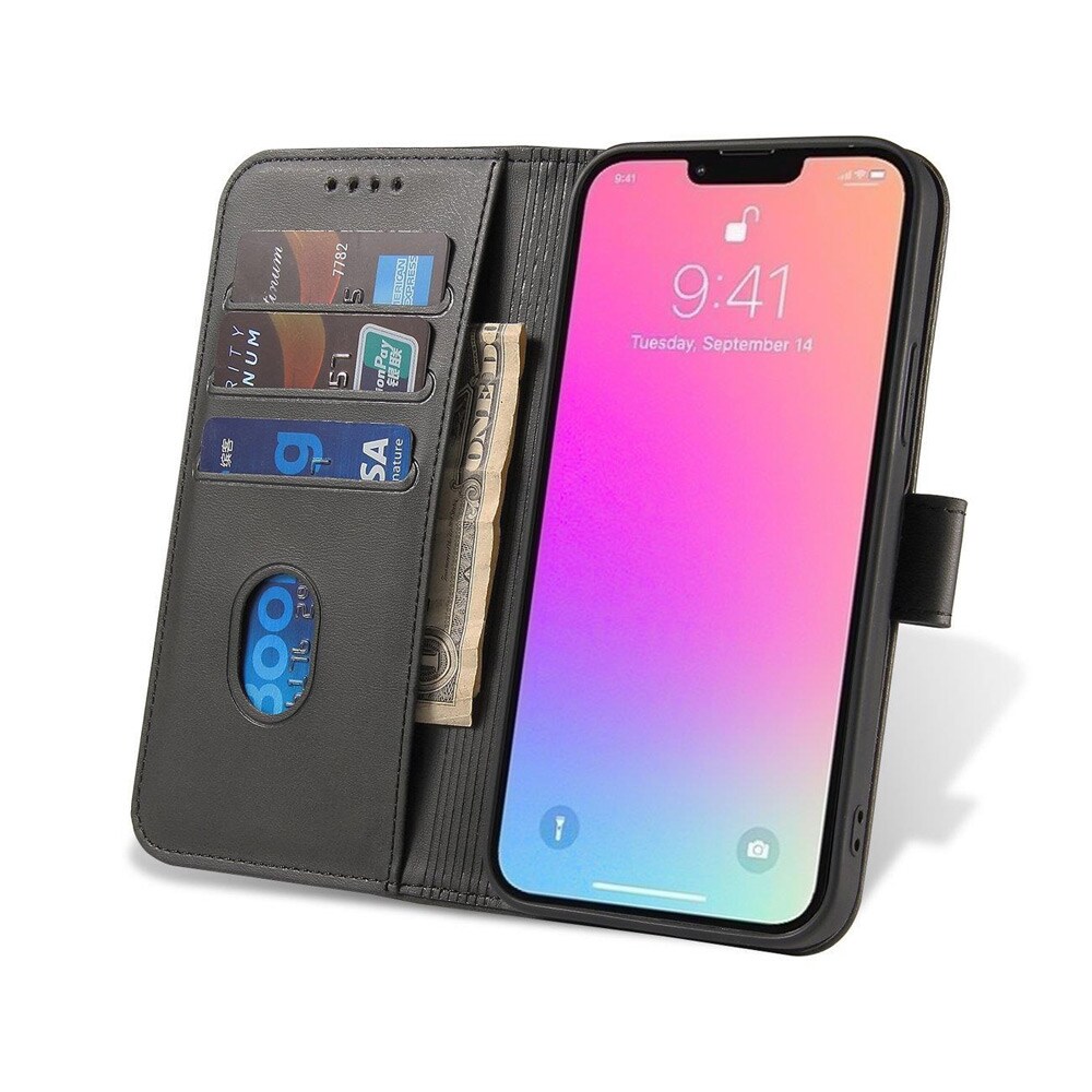 Kunstlæderetui med stativ og kortholder til Samsung Galaxy S24 - Sort