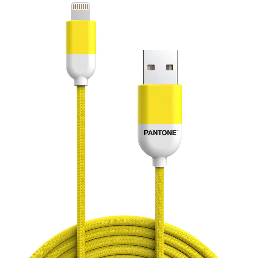 Pantone USB till Lightningkabel MFi 2,4A 1,5m - Gul 102C