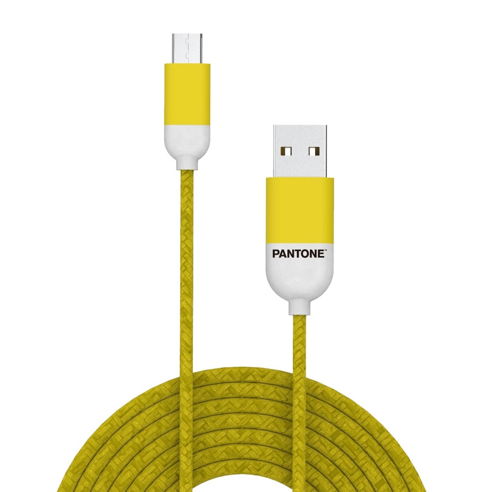 Pantone USB-kabel USB till microUSB 1,5m 2,4A - Gul 102C