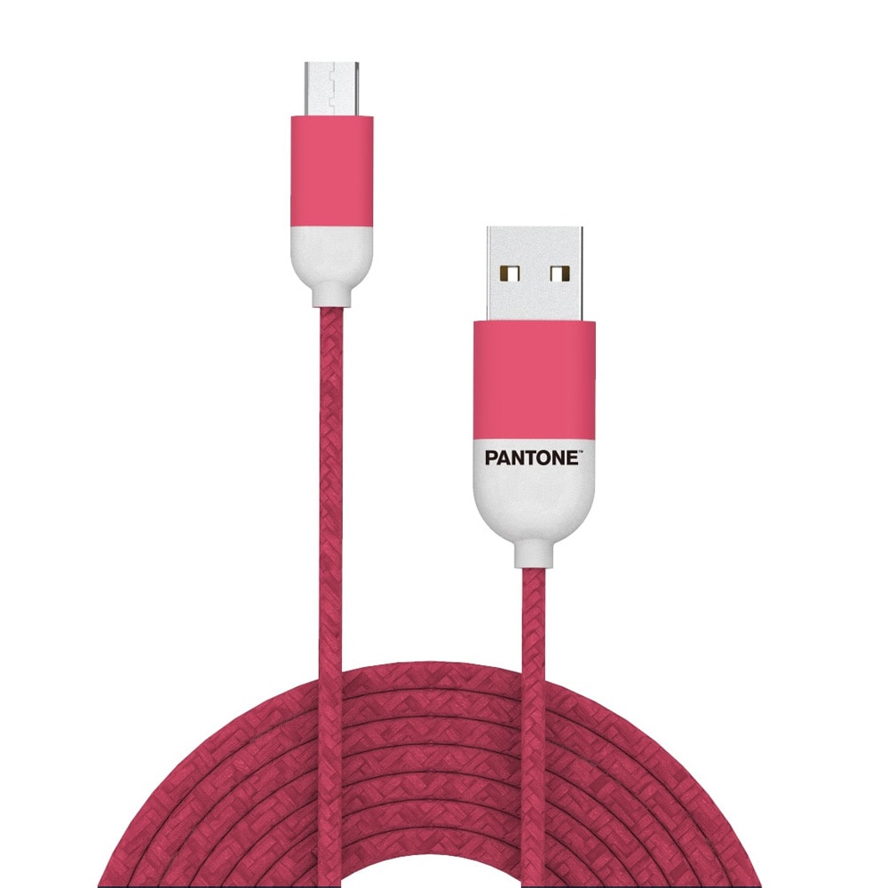 Pantone USB-kabel USB till microUSB 1,5m 2,4A - Rosa 184C