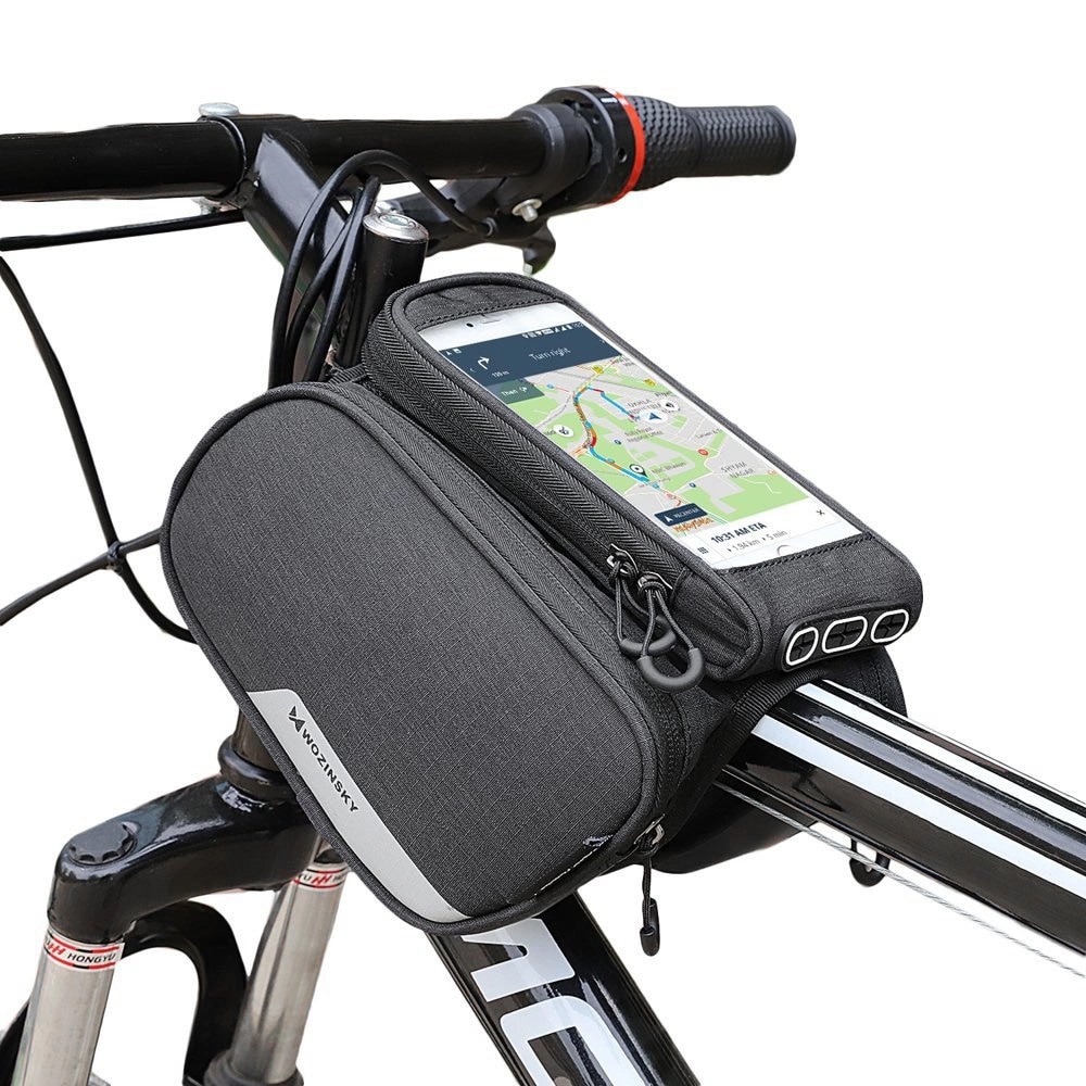 Wozinsky Väska för cykelramen med mobilhållare 1,5L - Svart