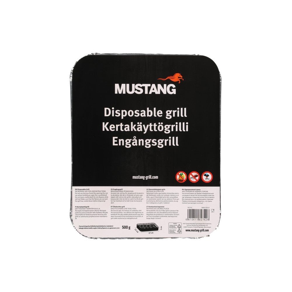 Mustang engangsgrill: Perfekt til picnic og festivaler, inkluderer briketter