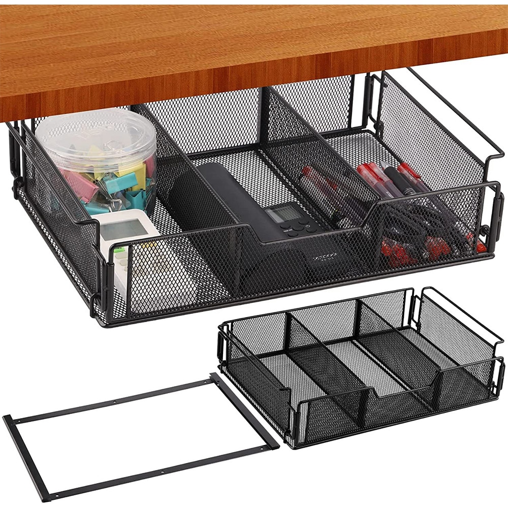Utdragbar låda för skrivbord - Svart
