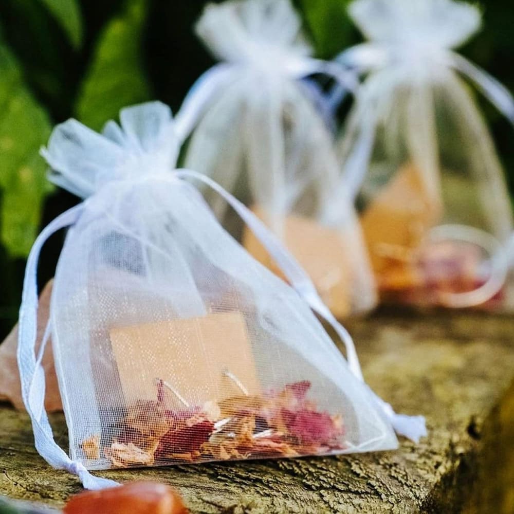 Presentpåse i organza 25-pack - Vit