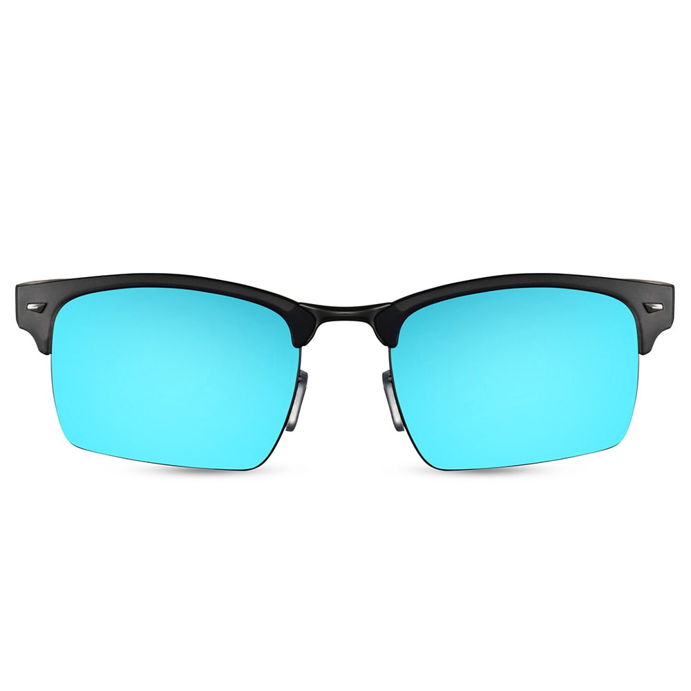 Solglasögon med grå halvbåge & Blå lins
