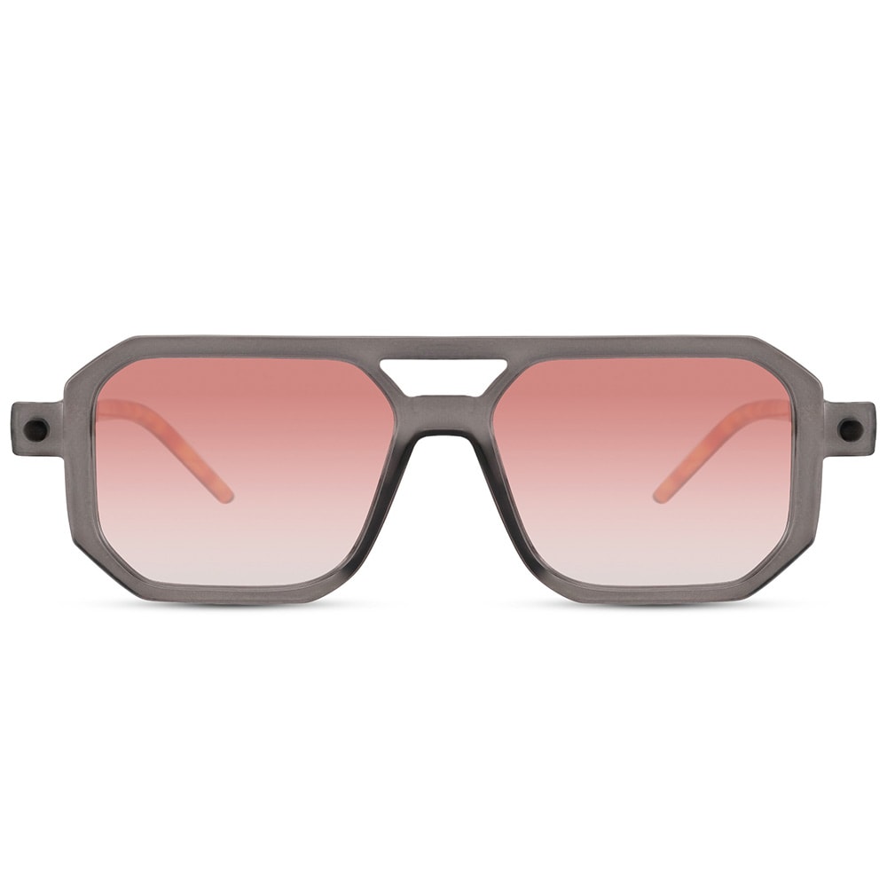 Fyrkantiga Solglasögon - Grå med rosa lins