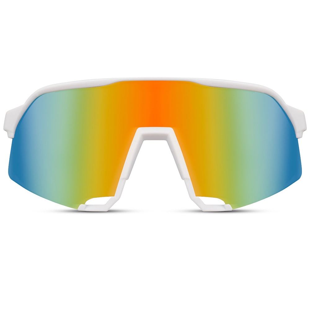 Sportiga Solglasögon med vit båge & regnbågslins