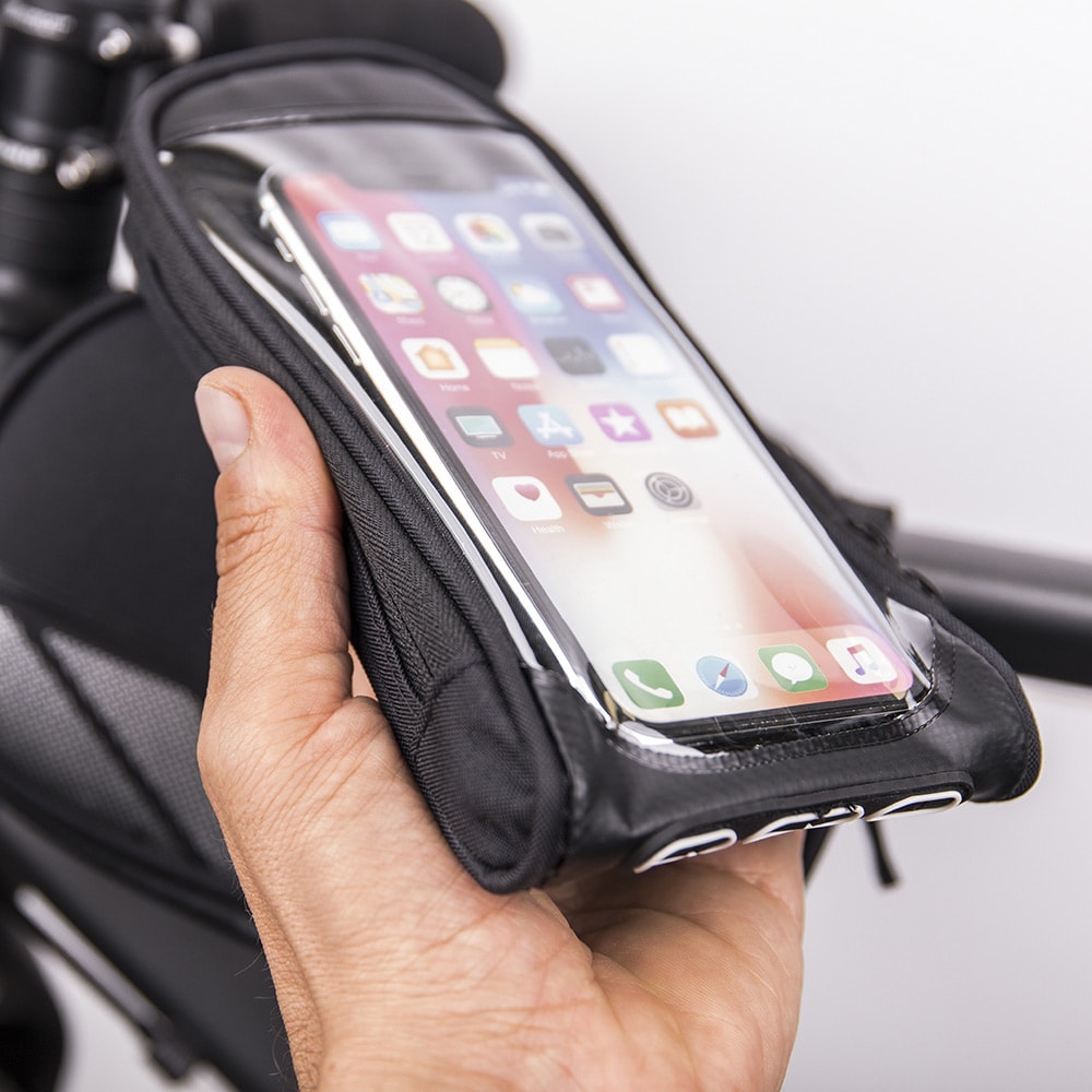 Vattentät väska till smartphone för cykelramen - Svart