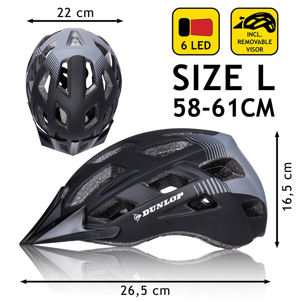 Dunlop Cykelhjälm med LED 58-61cm