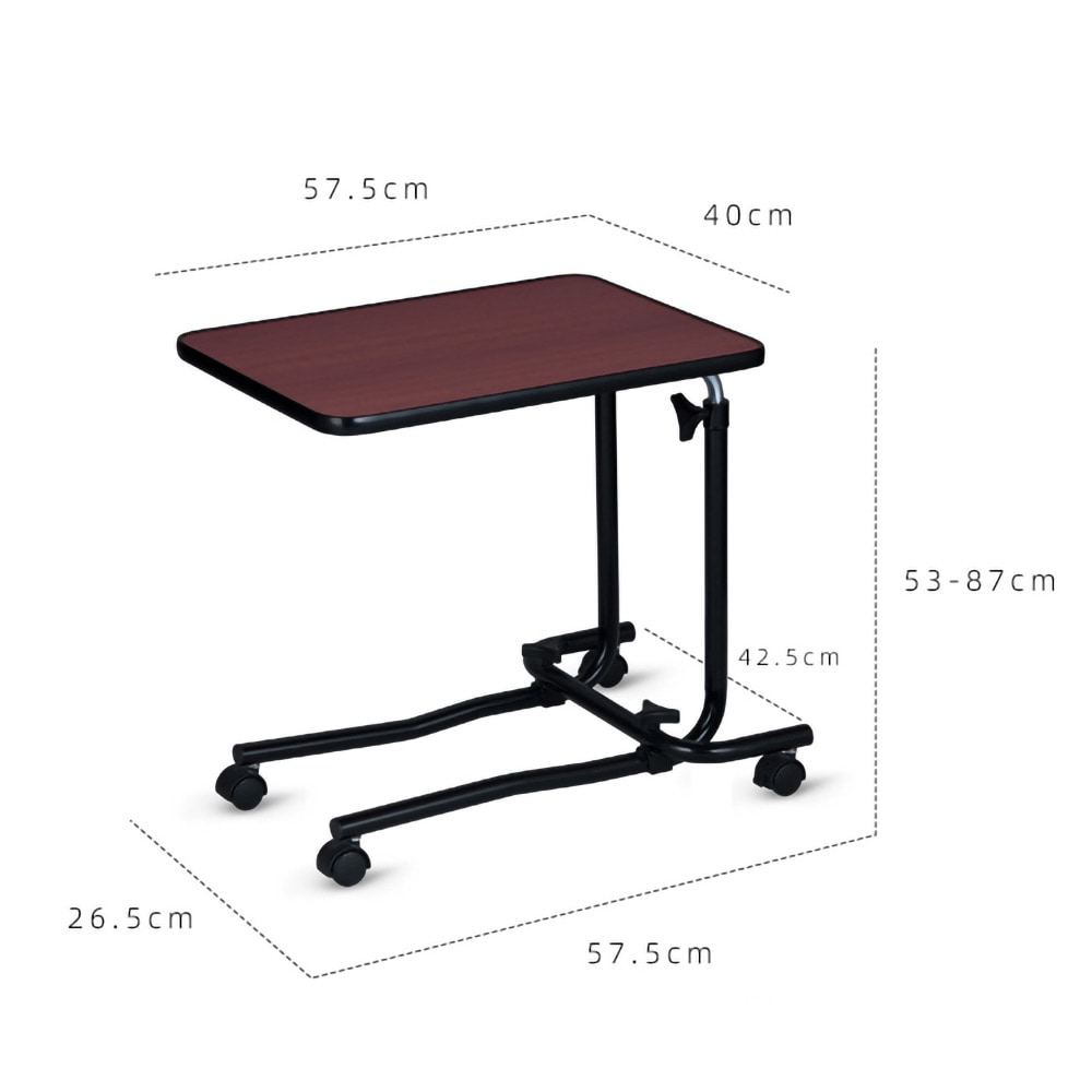 Sängbord med hjul & justerbar bordsskiva