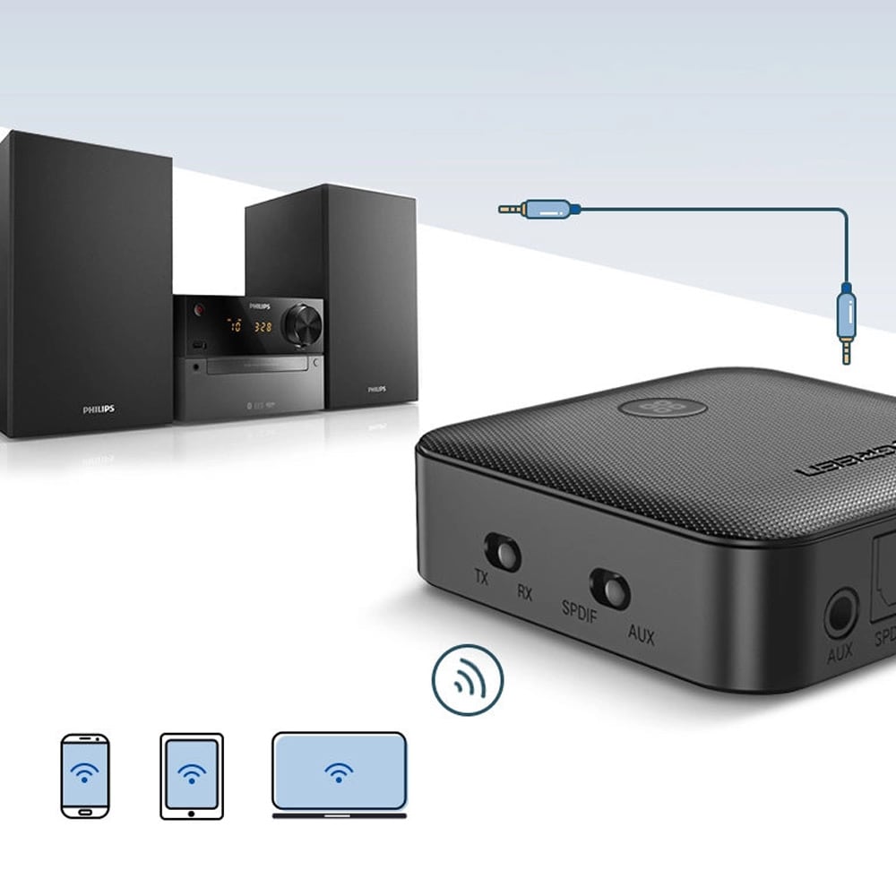 Ugreen Ljudmottagare Bluetooth med 3,5mm in/ut, MicroUSB & SPDIF in/ut