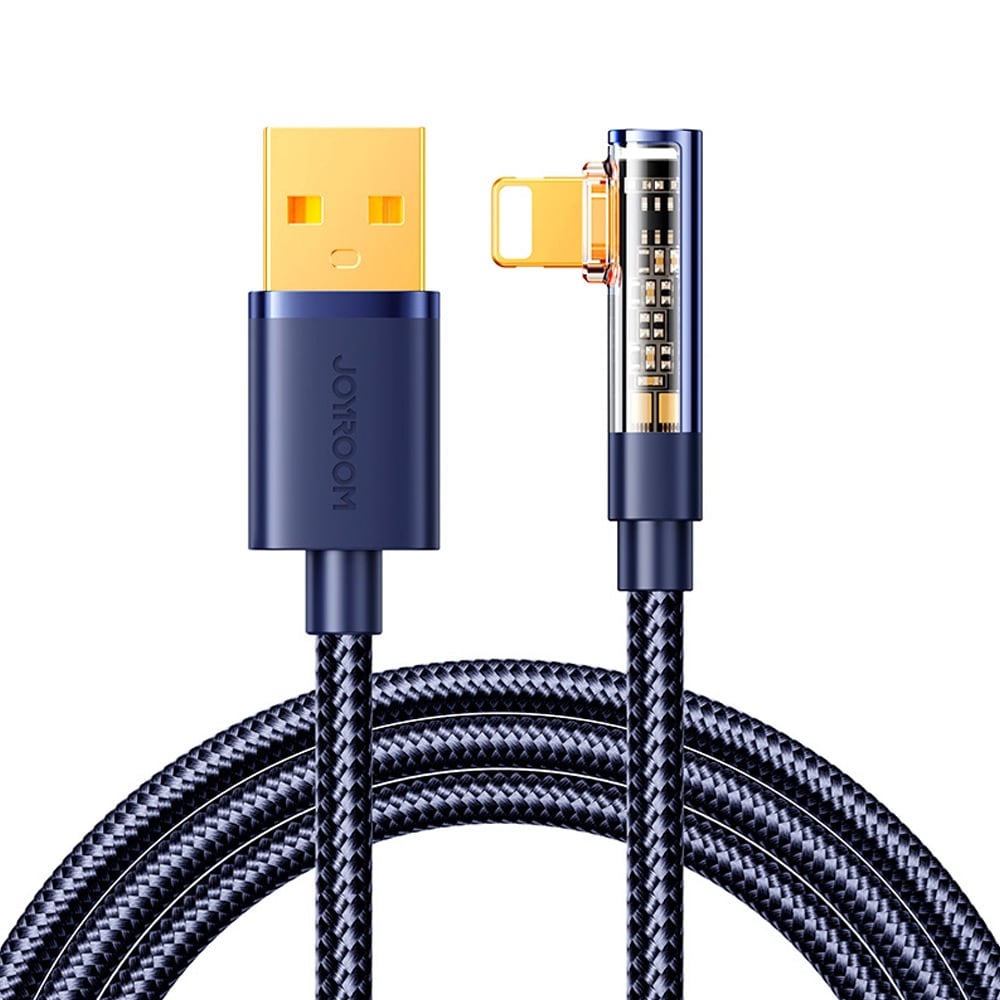 Joyroom USB-Kabel med USB till vinklad Lightning-kabel 2,4A 1,2m - Blå