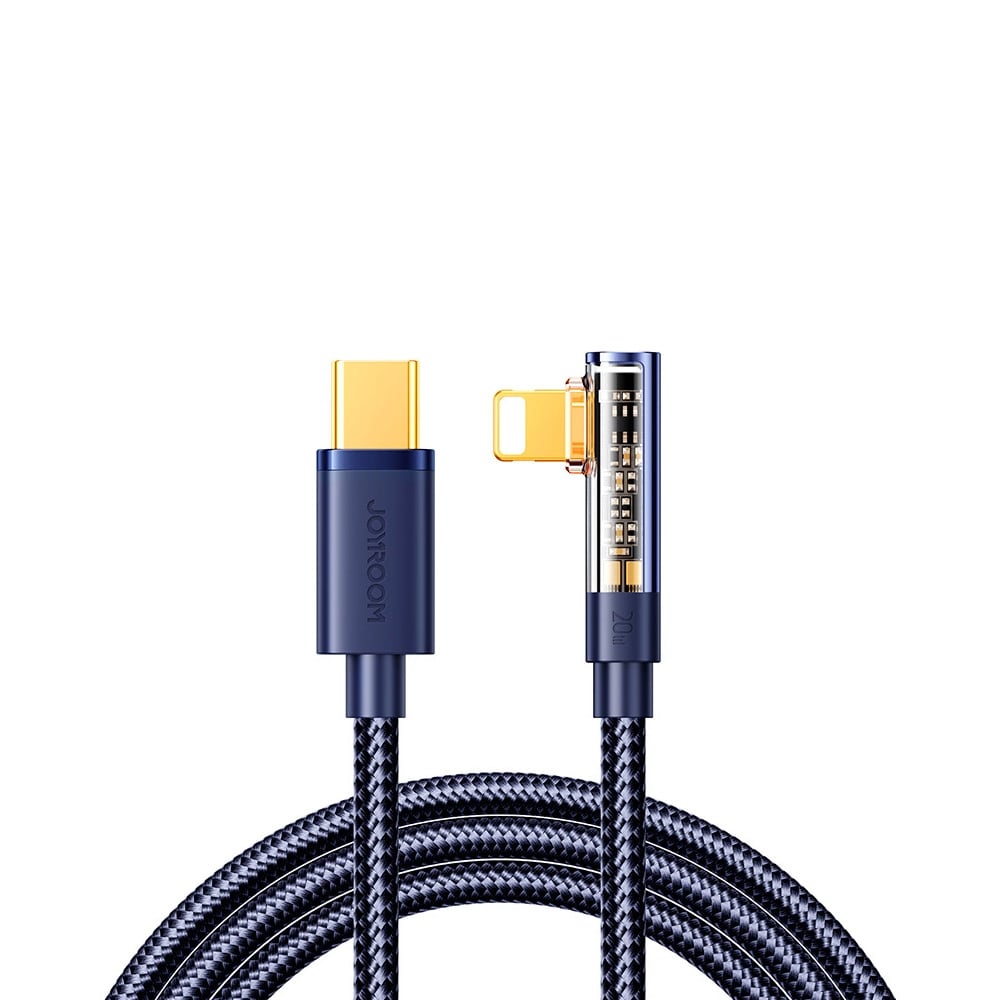 Joyroom USB-Kabel med USB-C till vinklad Lightning-kabel 20W 1,2m - Blå