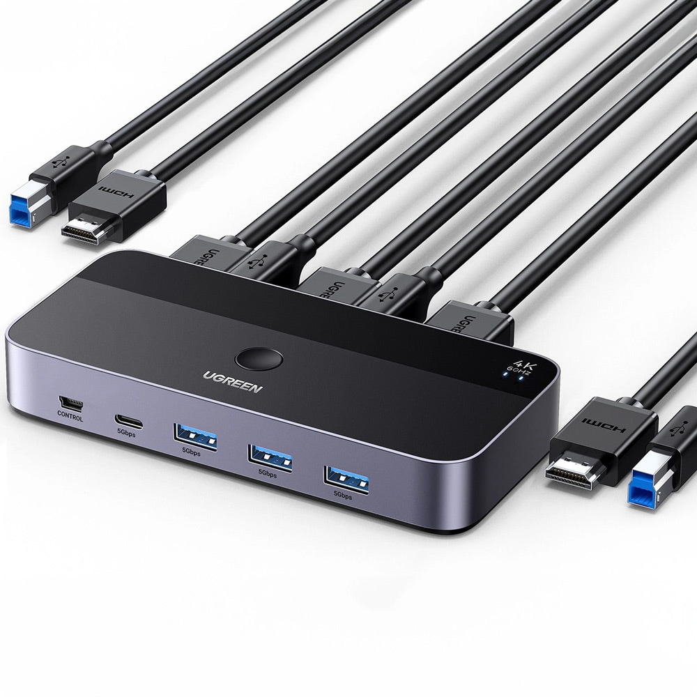 Ugreen HDMI-switch med 2 till 1 HDMI + 3xUSB + 2x USB-c + 2xUSB-B