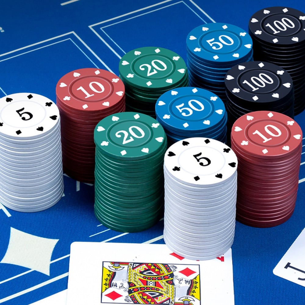 Pokerchips 5 olika valörer 100-pack
