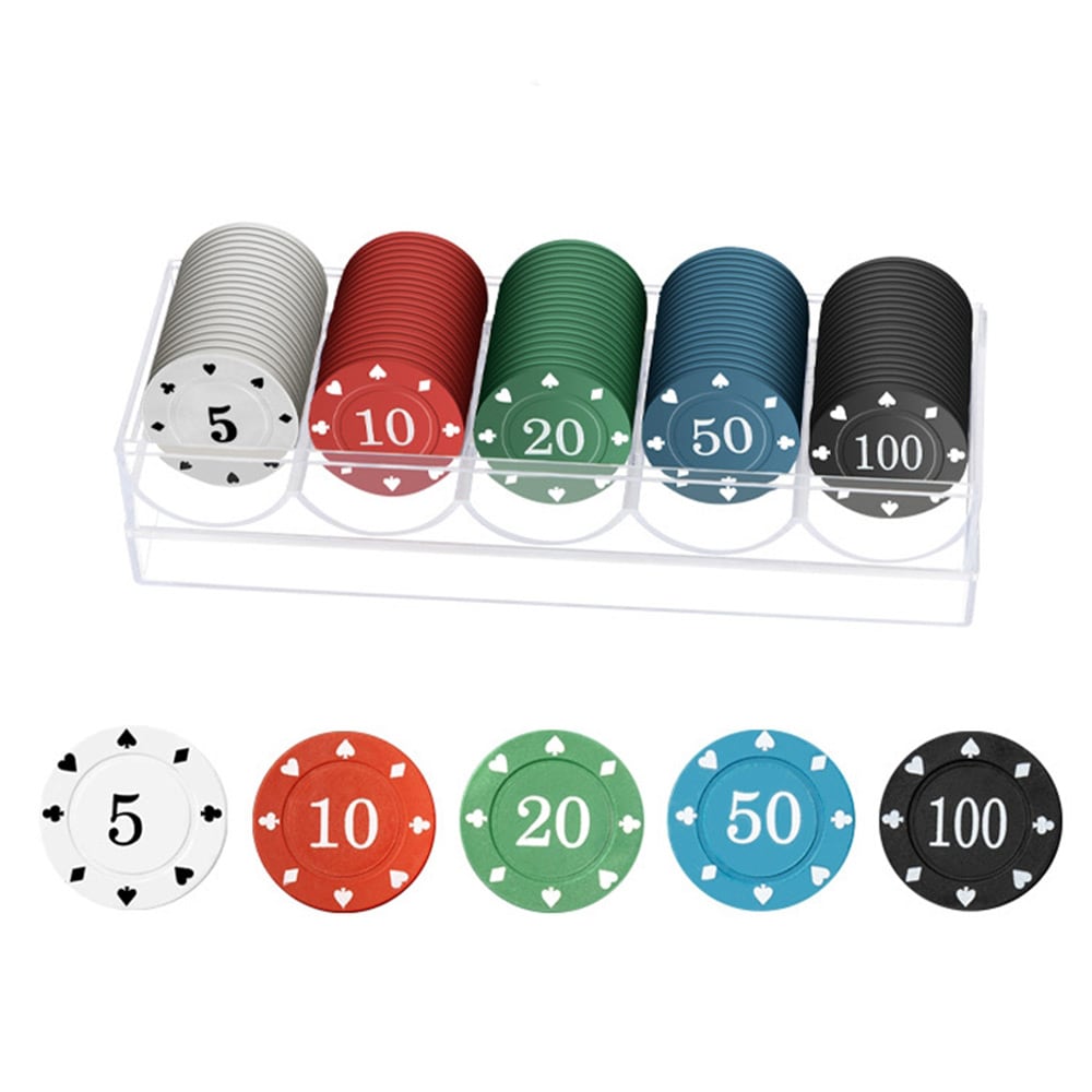 Pokerchips 5 olika valörer 100-pack