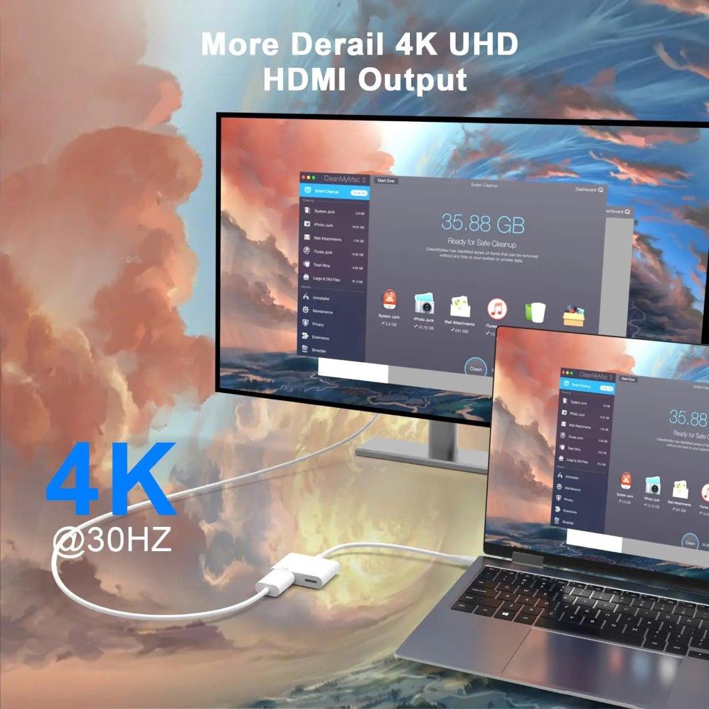 USB-adapter USB-C till HDMI + USB-C med hög upplösning