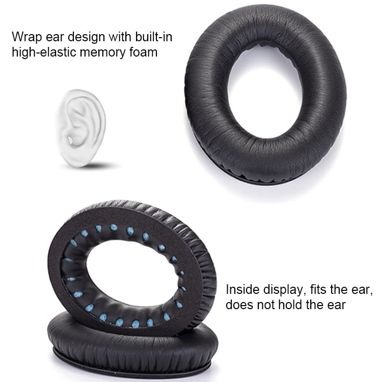 Mjuka öronkuddar till Bose QC2 / QC15 / AE2 / QC25 / QC35 - Svart
