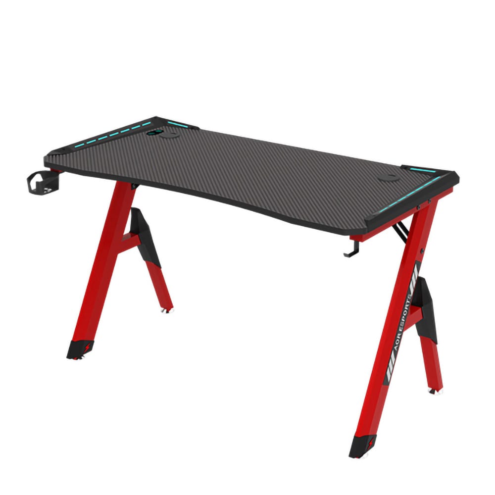 Gamingbord med RGB - Svart med röda ben