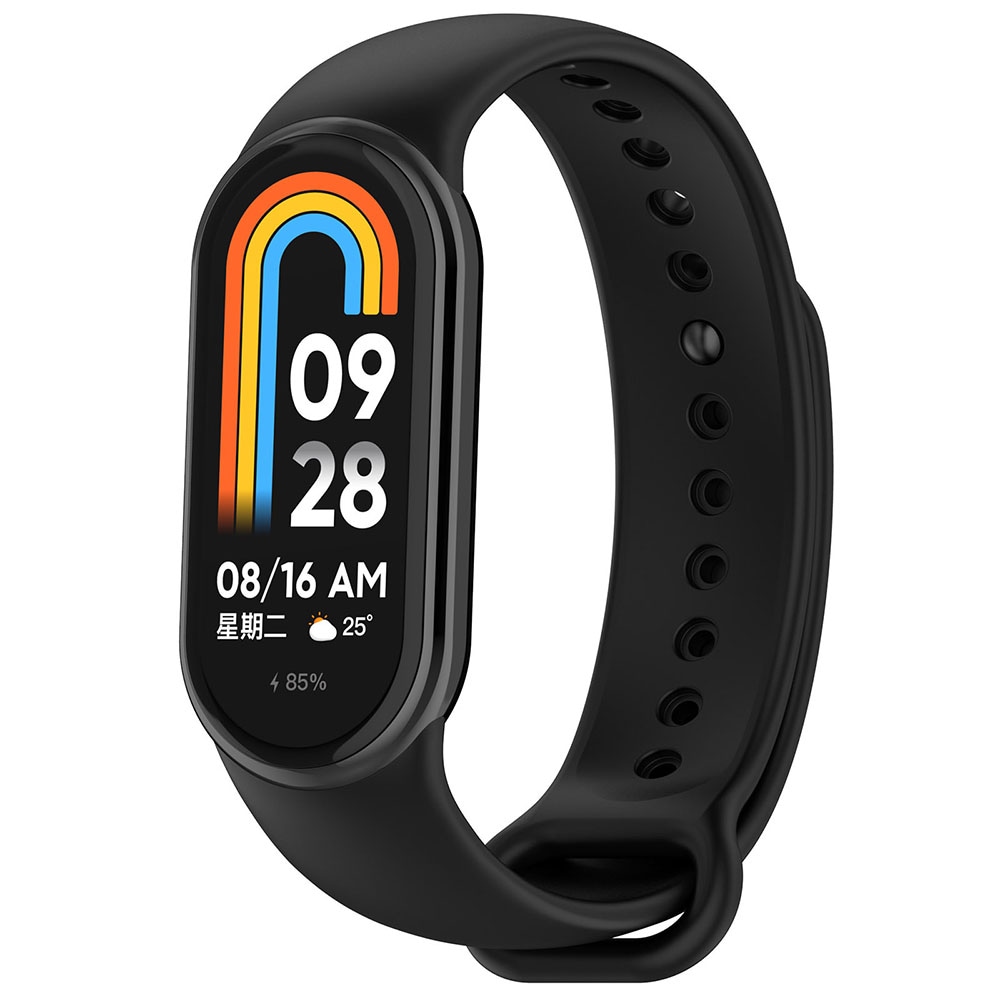 Silikonarmband tll Xiaomi Smart Band 8 / Band 9 - Svart