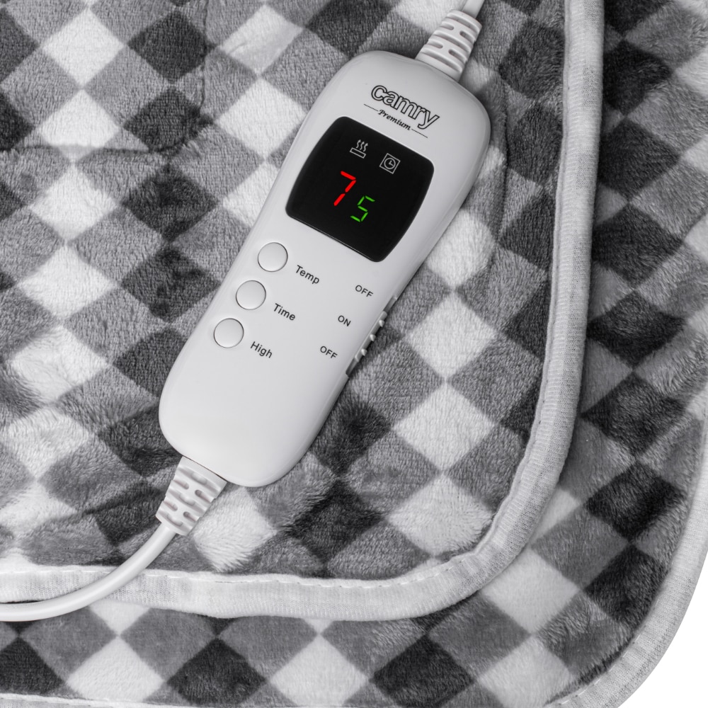 Supermjuk elektrisk värmefilt med timer och 7 värmelägen - Rutig