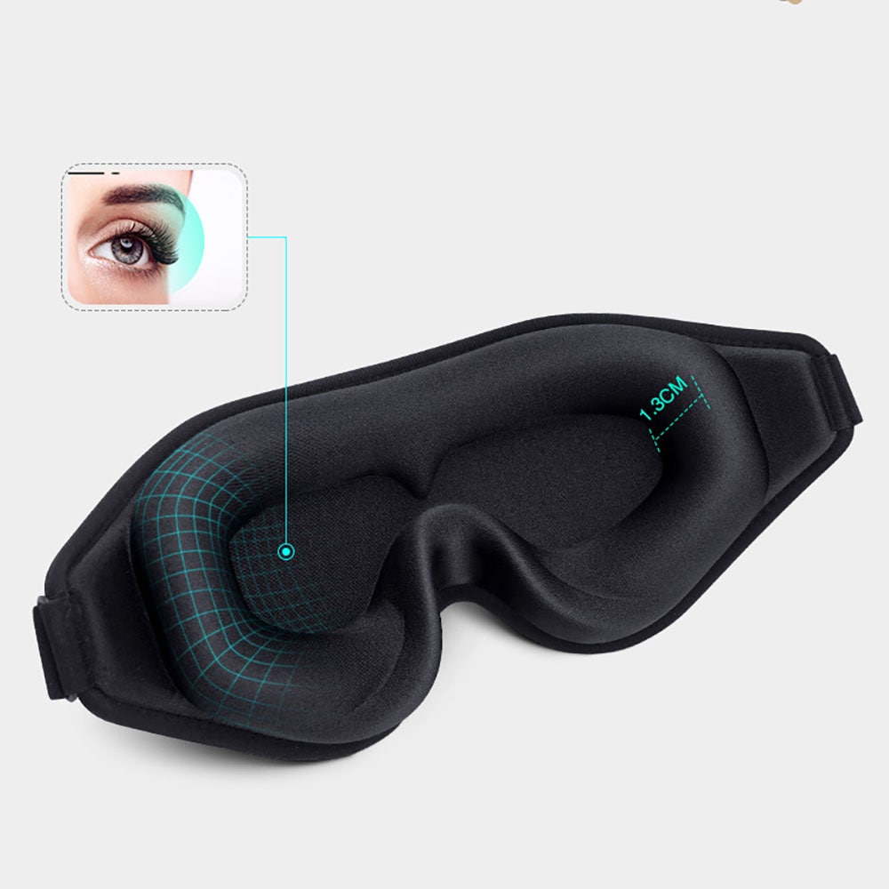 3D-sovemaske med minneskum - svart