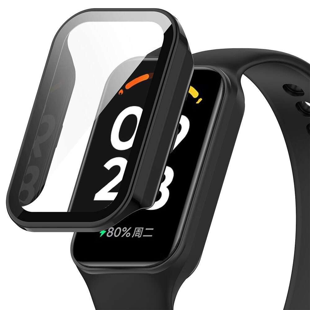 Skyddskal med härdad film för Xiaomi Band 8 Active och Redmi Band 2 - Svart