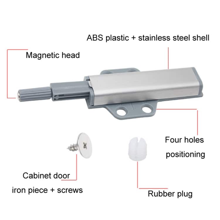 Magnetiskt tryck/öppna beslag med rostfritt stål och justerbart magnetisk huvud