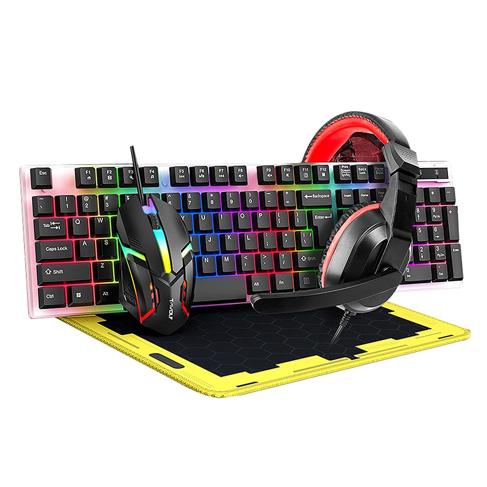 Gamingpaket med med tangentbord, mus, headset och musmatta