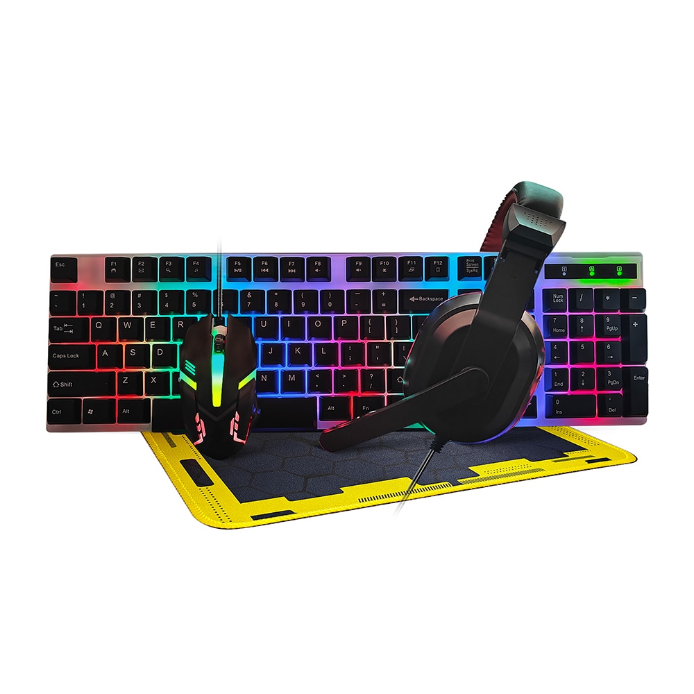Gamingpaket med med tangentbord, mus, headset och musmatta