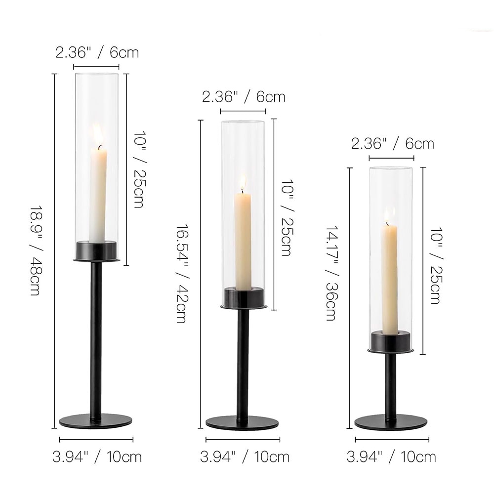 Ljusstakehållare 3-pack i järn och glas