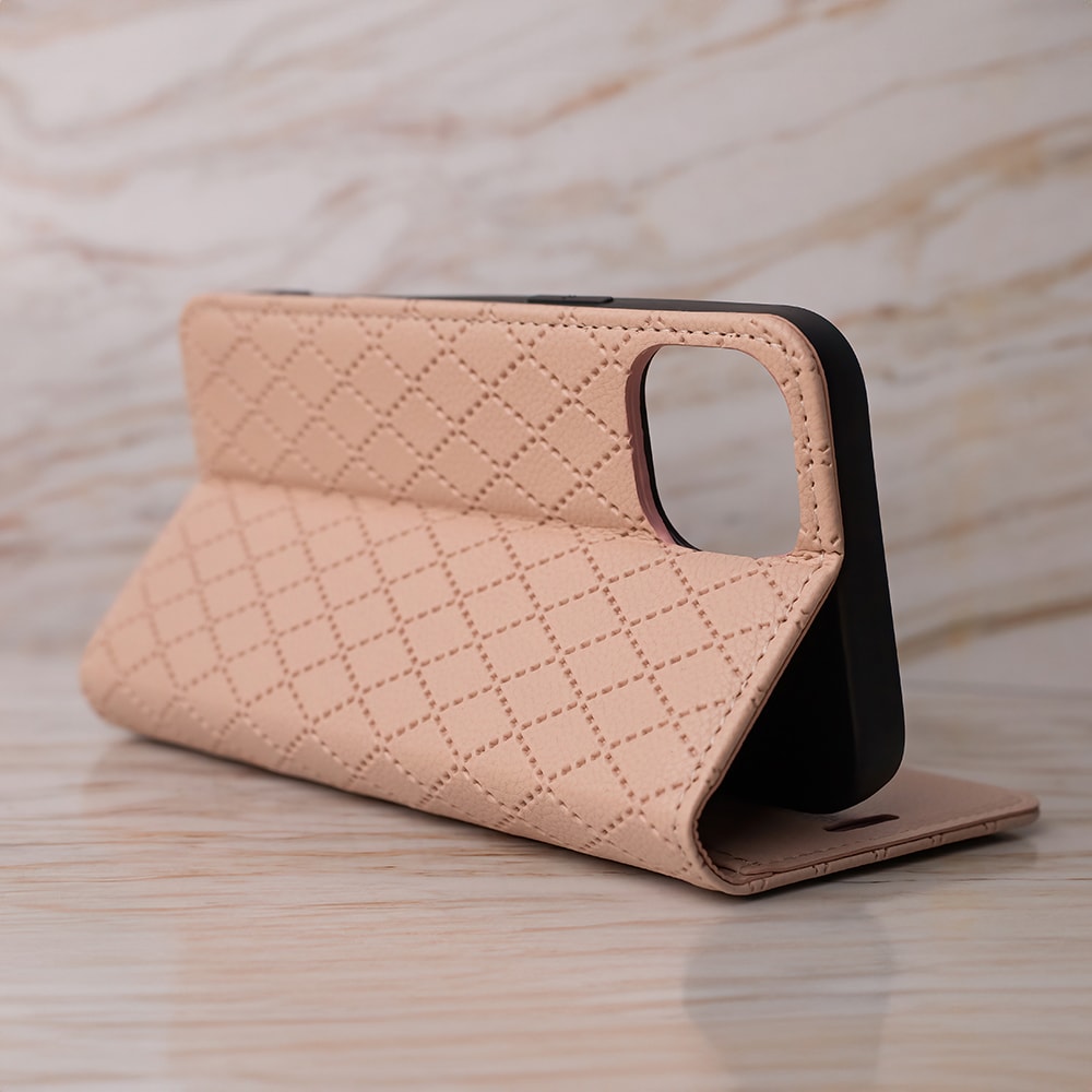 Stilfuldt flip-etui med stativ til Xiaomi - Redmi A3 4G (Global) - Beige