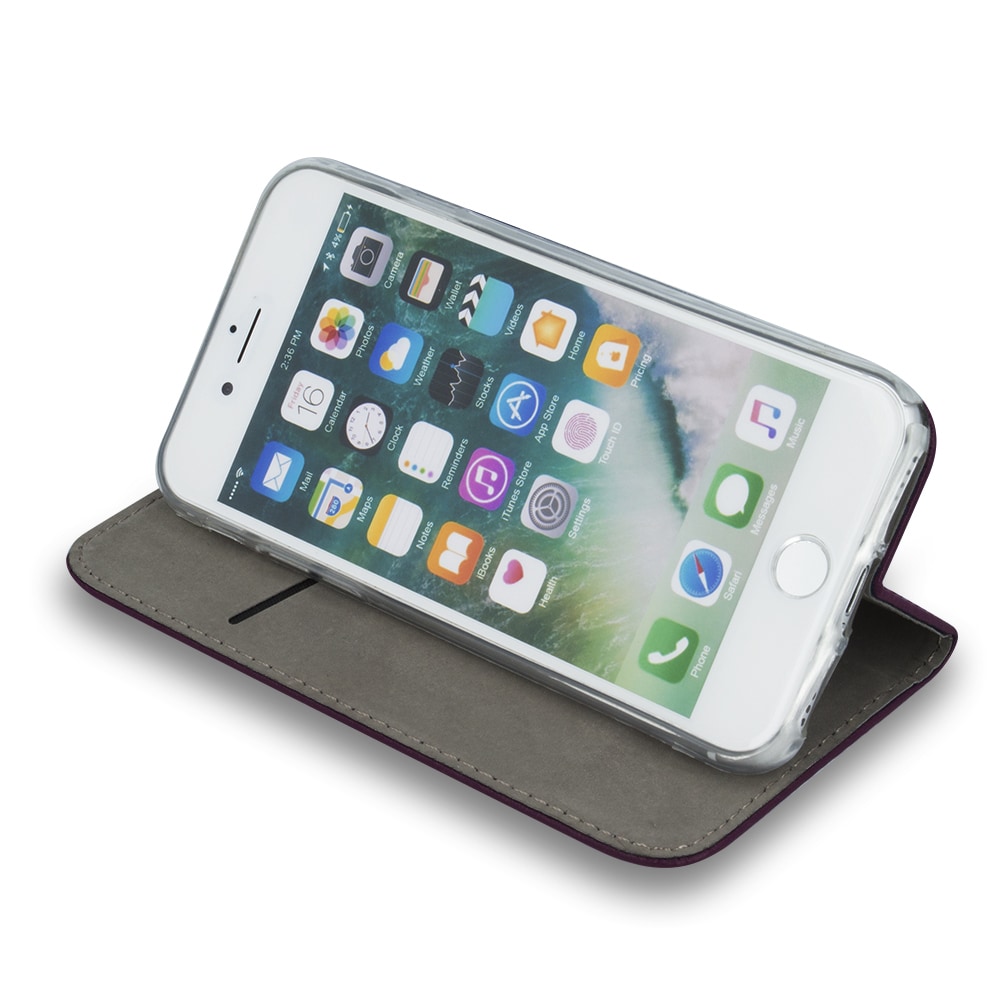 Flip-etui med stativ til iPhone 16 Plus - Vinrød
