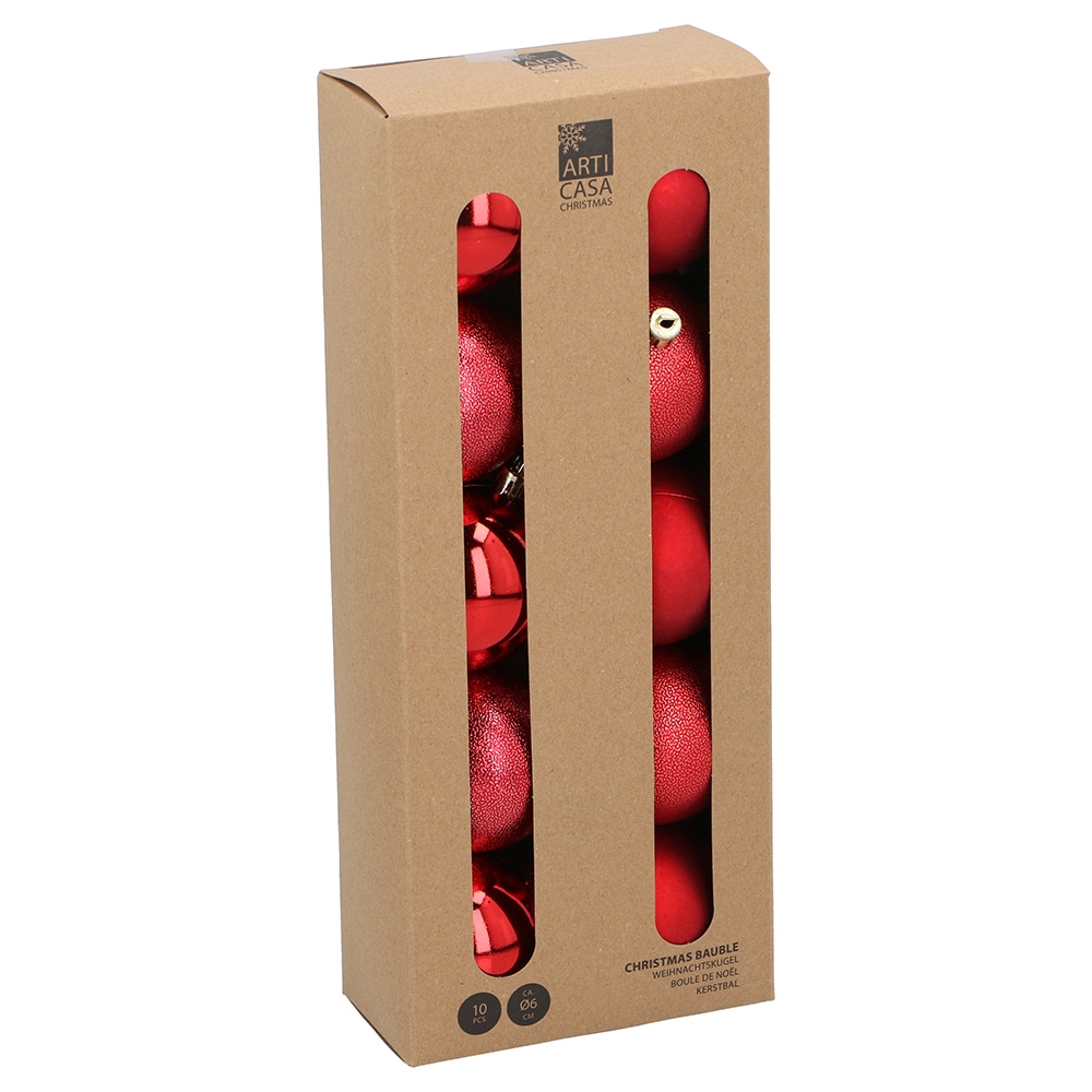Röda julkulor 6 cm 10-pack för en klassisk julgran - 24.se