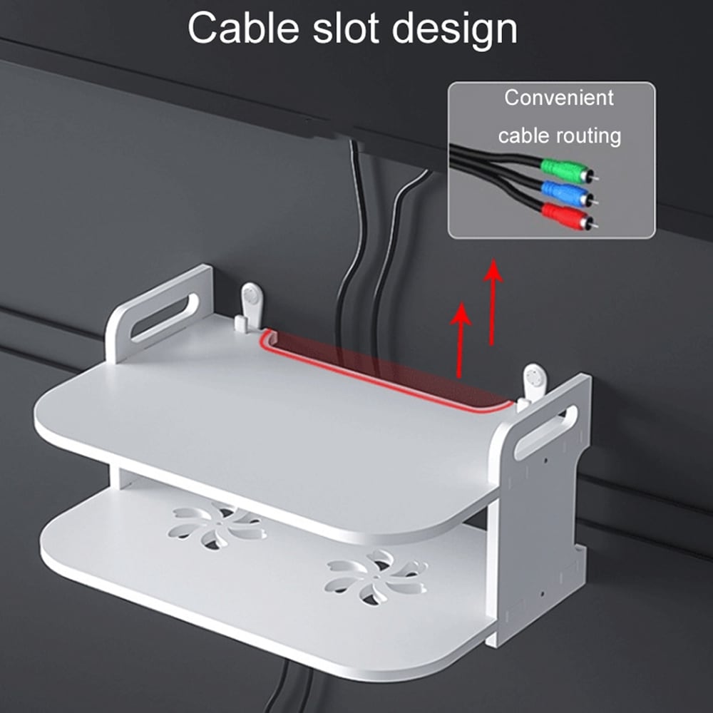 Vägghylla med 2 plan för elektronik - Vit