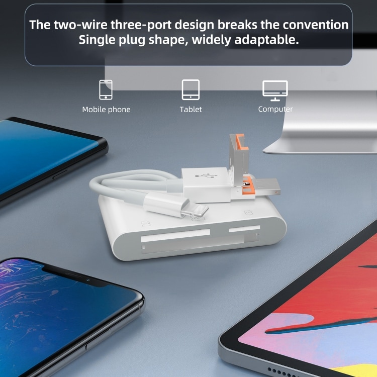 Minneskortläsare med Lightning, USB, MicroUSB och USB-C – Snabb filöverföring och flexibel anslutning