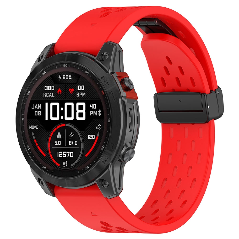 Silikonarmbånd for Garmin Fenix 5 / 6 / 7 / 8 22mm - Rød
