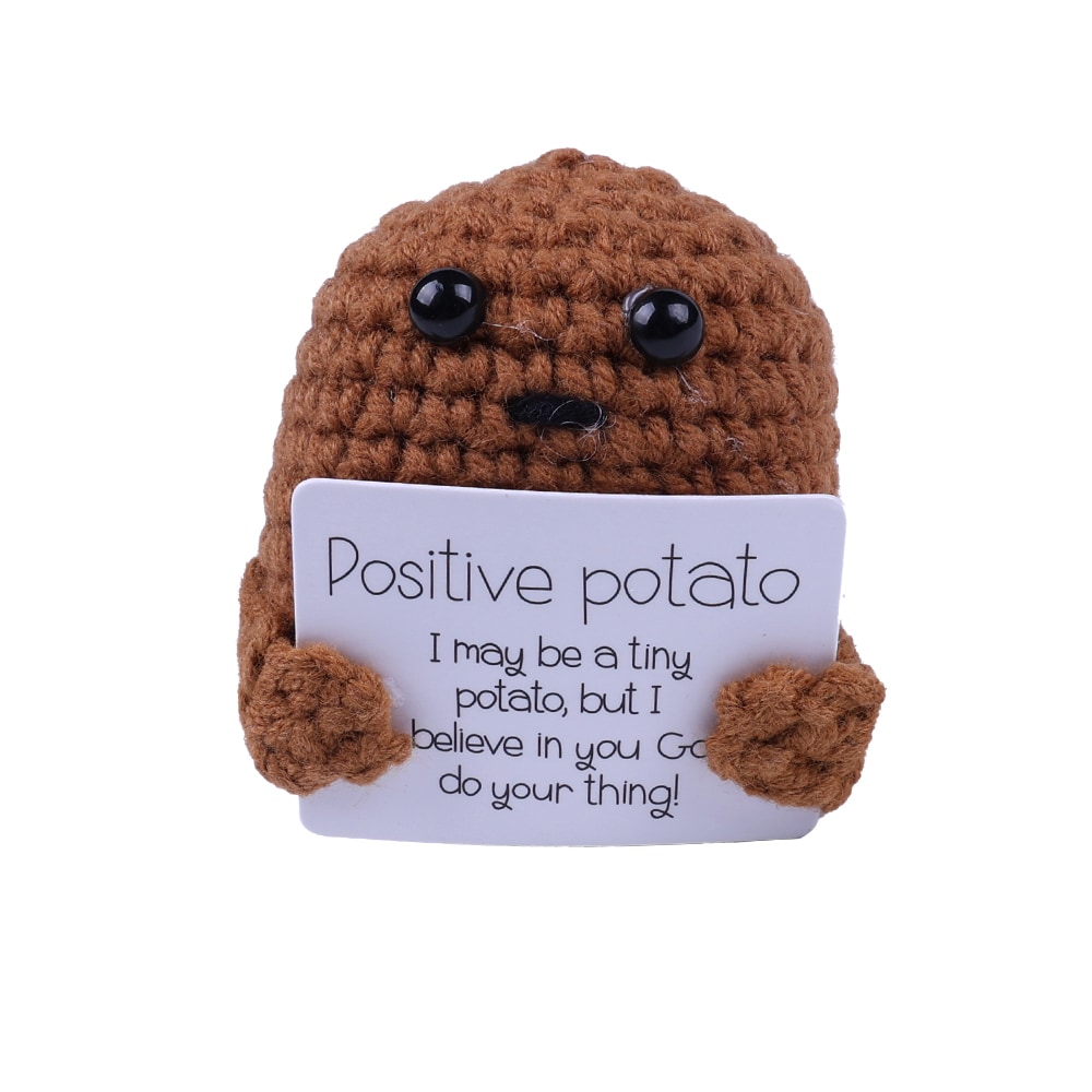 Positive Potato – Stickad potatis med motiverande budskap / Potatisfigur