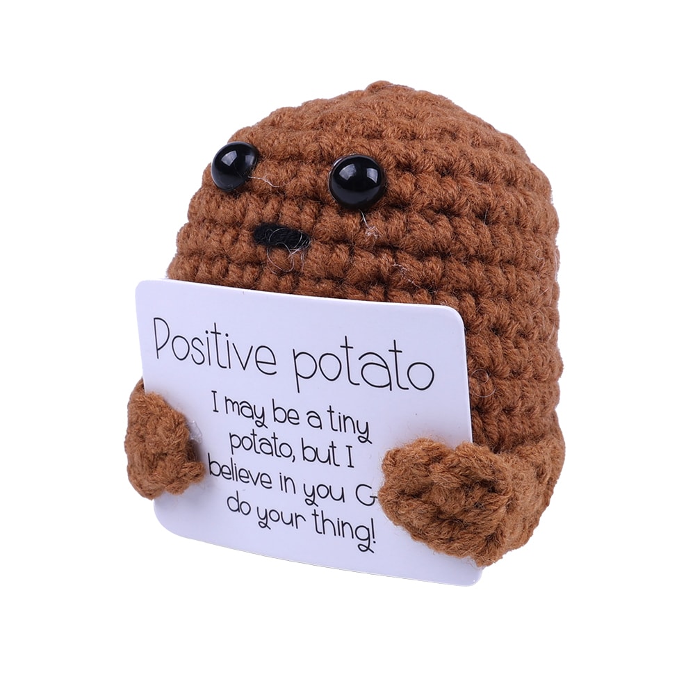 Positive Potato – Stickad potatis med motiverande budskap / Potatisfigur