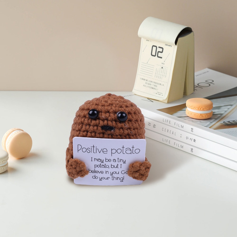 Positive Potato – Stickad potatis med motiverande budskap / Potatisfigur